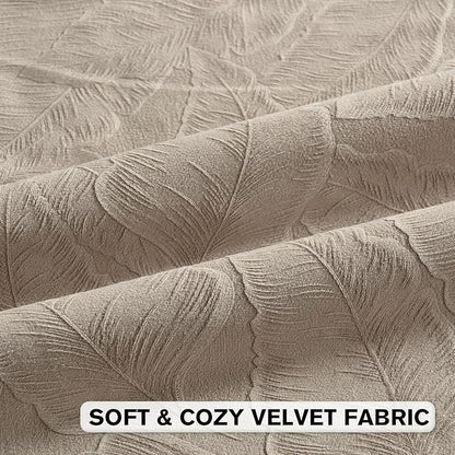 FUTEI Oatmeal Velvet Throw Pillow Covers 24x24 Inch Set of 2,Soft Embossed Leaf-Relief Textured European Cushion Cases,Natural Home Decor for Couch Living Room