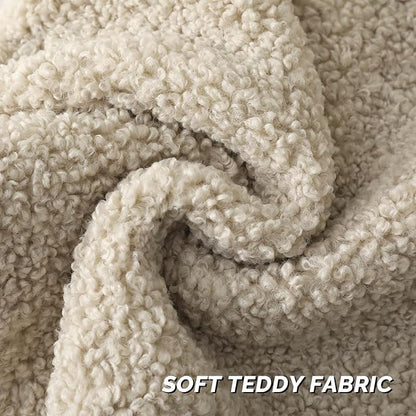 FUTEI Beige Throw Pillow Covers 26x26 Inch Set of 2,Furry Faux Fur Teddy Boucle Textured Cushion Covers,Soft Fluffy Decorative Euro Pillow Shams,Home Decor for Couch Bed Living Room Office Car
