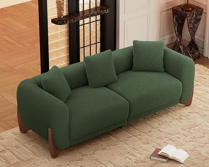 Morden Fort 3 Piece Cloud Couch Set, Modern Sherpa Boucle Sofa Set Skin-Friendly, Minimalist Upholstered Comfy Couches Sofas for Living Room, Armless Chair & Arm Chair & 3-Seater Sofa, Green