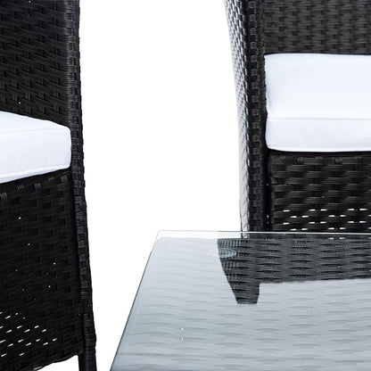 SAFAVIEH PAT7506A Collection Bandele Black and Beige 4-Piece Outdoor Living Patio Set