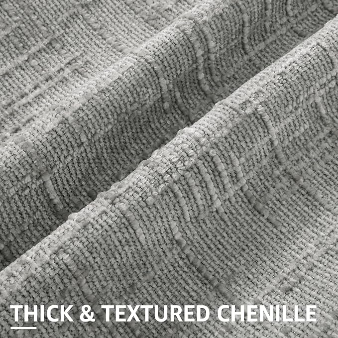 decorUhome Neutral Grey Chenille Throw Pillow Covers 22x22 Set of 2 Thick Textured Slubby Couch Pillow Covers Farmhouse Accent Modern Neutral Decorative Pillow Cases for Bed Sofa Living Room