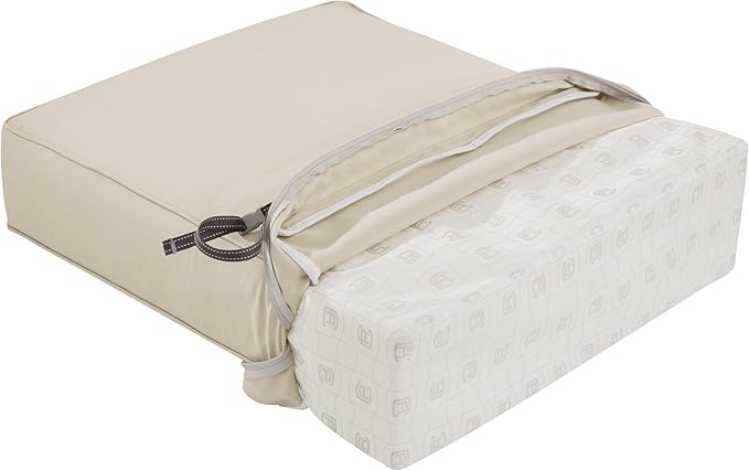 Classic Accessories Montlake Water-Resistant 23 x 25 x 5 Inch Rectangle Outdoor Seat Cushion, Patio Furniture Chair Cushion, Antique Beige, Patio Furniture Cushion Covers