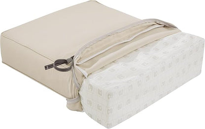Classic Accessories Montlake Water-Resistant 23 x 25 x 5 Inch Rectangle Outdoor Seat Cushion, Patio Furniture Chair Cushion, Antique Beige, Patio Furniture Cushion Covers