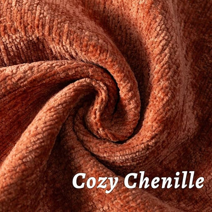 Burnt Orange Fall Decorative Throw Pillow Covers 20x20 Inch Set of 2 Cozy Soild Chenille Cushion Cases Soft Textured Square Couch Pillows Cover Boho Accent Farmhouse Pillowcases for Bed