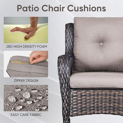7-Piece Outdoor Patio Cushion Set - Fade & Water Resistant with Removable Olefin Cover, 22x24x4 Inch Memory Foam Cushions for Wicker Sectional Sof - Grey/Buckle