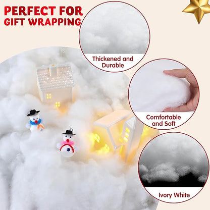 JOYIN 2 LB Fake Snow Cotton Christmas Decorations, Soft Snow Blanket for Christmas Village Accessories Indoor Winter Artificial White Clouds Craft Indoor Home Decor Tree Snowman Scene Display