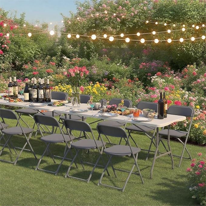 20 Pack Plastic Grey Folding Chairs,Portable Party Chairs Stackable Commercial Seats with Steel Frame for Office Home Outdoor Indoor Wedding Party Patio Dinning Events,350lbs Capacity