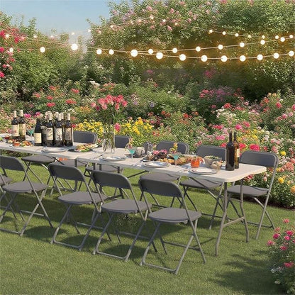 70 Pack Plastic Grey Folding Chairs,Portable Party Chairs Stackable Commercial Seats with Steel Frame for Office Home Outdoor Indoor Wedding Party Patio Dinning Events,350lbs Capacity
