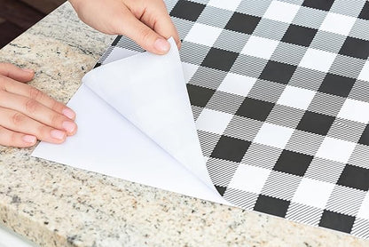 EasyLiner Peel & Stick Decor Removable Peel and Stick Wallpaper - Self Adhesive Decorative Shelf Paper for Cabinets, Walls, Resurfacing Projects - Adhesive Shelf Liner - 20in x 18ft - Black Gingham