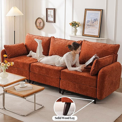 135'' Modular Sectional Sofa with All Seats Storage, Oversized L Shaped Couch for Living Room,4-Seater Comfy Cloud Couches with Movable Ottoman,Big Sectional for Bedroom,Velet,Orange