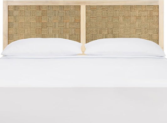 SAFAVIEH Home Collection Halvor Rattan King Size Headboard White Wash Frame & Natural Brown