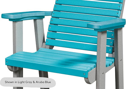 DutchCrafters Modern Horizontal Slat High Back Poly Outdoor Patio Chair (Tudor Brown & Cedar)