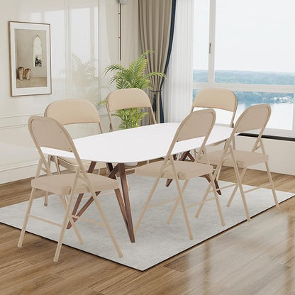 10 Pack Folding Chairs with Padded Cushion and Back, Khaki Portable and Foldable Chairs with Durable Metal Frame for Indoor Outdoor Office Party Events Kitchen, 330lbs Capacity