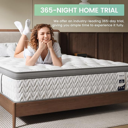 Queen Mattress 12 Inch – Hybrid Mattresses for Back Pain, Extra Lumbar & Shoulder Support, Fiberglass-Free & No Odor, 365-Night Trial