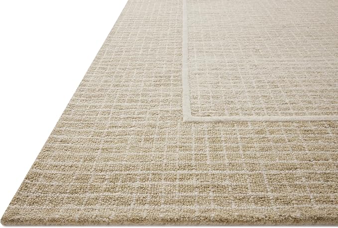 Loloi Chris Loves Julia Briggs Collection, Wheat & Ivory, 5'-0" x 7'-6" Area Rug – Minimal Gritted Design Area Rugs for Living Room Bedroom Entryway & Hallway No Shed High Traffic Home Decor Rug
