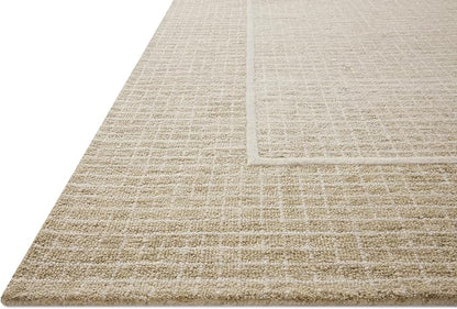 Loloi Chris Loves Julia Briggs Collection, Wheat & Ivory, 7'-9" x 9'-9" Area Rug – Minimal Gritted Design Area Rugs for Living Room Bedroom Entryway & Hallway No Shed High Traffic Home Decor Rug