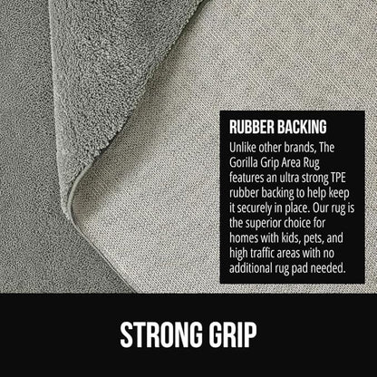 GORILLA GRIP Slip Resistant Soft Washable Stain Resistant Area Rug, 5x7, Plush Thick Carpet for Nursery, Bedroom, Living Room, Non-Shedding Floor Rugs, Kid and Pet Friendly, Baby Home Decor, Gray