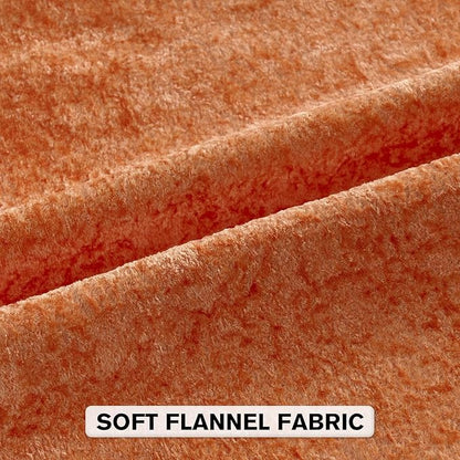 FUTEI Orange Flannel Throw Pillow Covers 24x24 Inch Set of 2,Soft Dimensional Textured European Cushion Cases,Modern Home Decor for Couch Living Room