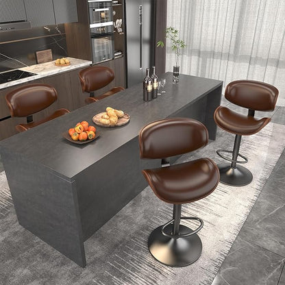 Bar Stools Modern Swivel Bar Chairs, Barstools Counter Height with Backrest for Bar, Kitchen, Dining Room, Brown