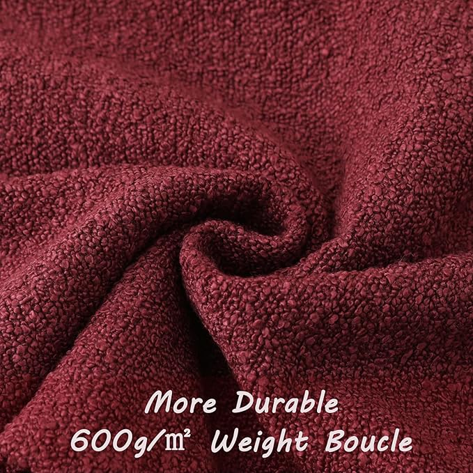FUTEI Pack of 2 Burgundy Decorative Throw Pillow Covers 18x18 Inch Soft Cozy Solid Boucle Textured Cushion Case,Modern Home Decor for Couch Bed Living Room