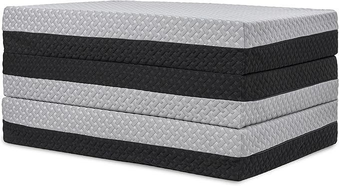 Milliard Dual Sided Premium Tri Folding Mattress, Memory Foam Foldable Mattress with Waterproof Washable Cover + Bonus Eye Mask Included