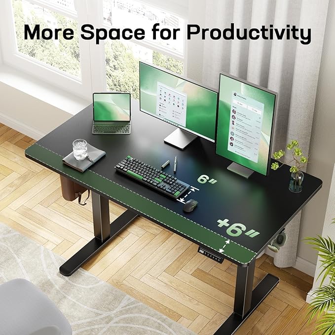 Marsail Electric Standing Desk with One-Piece Desktop,48 x 30 inch Height Adjustable Office Gaming Computer Desk with Deeper Tabletop, Home Office Stand up Desk with 4 Memory Presets, (2 Packages)