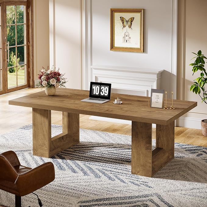 Tribesigns Home Office Desk, 62.99" Large Farmhouse Executive Desk, Computer Table for Office, Conference Room, Study Room (Walnut)