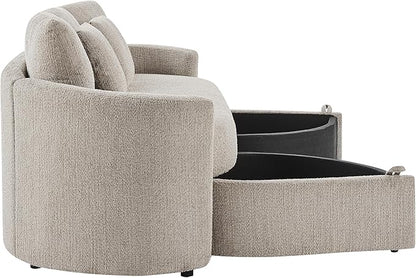 Studio Living® Beckett 92" Storage Sofa, Modern Farmhouse, Pocket Coil Comfort, Easy Assembly, Chenille Fabric, Taupe