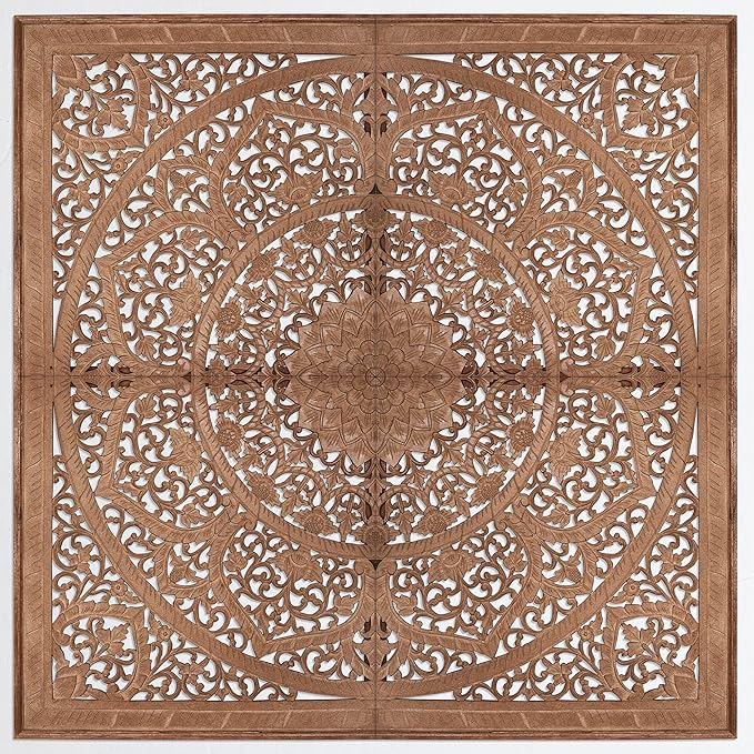 King Wood Headboard Rustic | Carved Full Head Board Only | Wooden Wall Art Full Size Bed | Wall Mount Decor King or Queen | Bed Headboard Panels