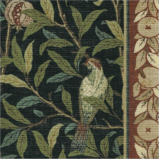 RUGGABLE x Morris & Co Washable Area Rug – Pomegranate Blue Green 5x7, Stain-Resistant, Non-Slip – Medium Machine Washable Rugs for Living Room, Bedroom, Hallway, Entryway & Office–with Cushioned Pad