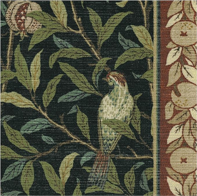 RUGGABLE x Morris & Co Machine Washable Runner Rug – Pomegranate Blue Green 2.5x7, Stain-Resistant, Non-Slip – Washable Rug for Hallway, Entryway, Living Room & Kitchen–with Cushioned Pad