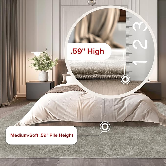 nuLOOM 4' Square Cozy Plush Area Rug, Machine Washable, Non-Slip, Soft Fluffy Shag Carpet for Living Room Bedroom Kids Room Nursery Home Decor, Loni Beige