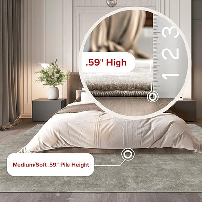 nuLOOM 6' Round Cozy Plush SuperiorWash Area Rug, Machine Washable, Non-Slip, Soft Fluffy Shag Carpet for Living Room Bedroom Kids Room Nursery Home Decor, Loni Beige