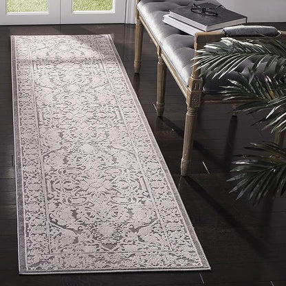 SAFAVIEH Reflection Collection Runner Rug - 2'3" x 6', Dark Grey & Cream, Non-Shedding & Easy Cleaning, Ideal for Living Room, Bedroom (RFT665B)