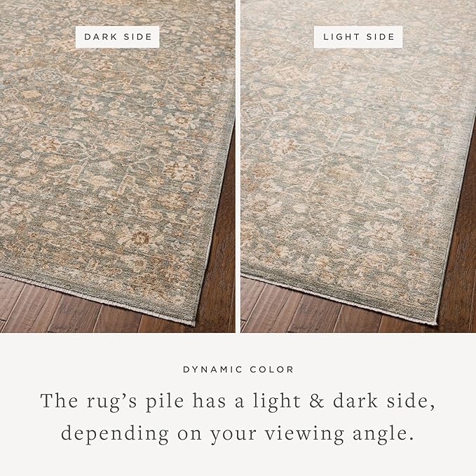 Loloi Chris Loves Julia Palma Collection PLM-05 Blue/Natural 6'-3" x 9'-6" Area Rug Vintage Style Boho Living Room Bedroom Carpet