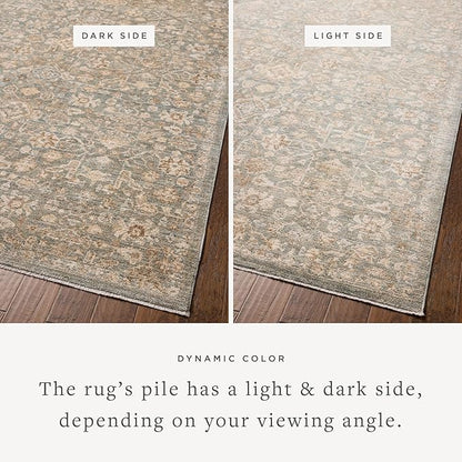 Loloi Chris Loves Julia Palma Collection PLM-05 Blue/Natural 5'-3" x 7'-6" Area Rug Vintage Style Boho Living Room Bedroom Carpet