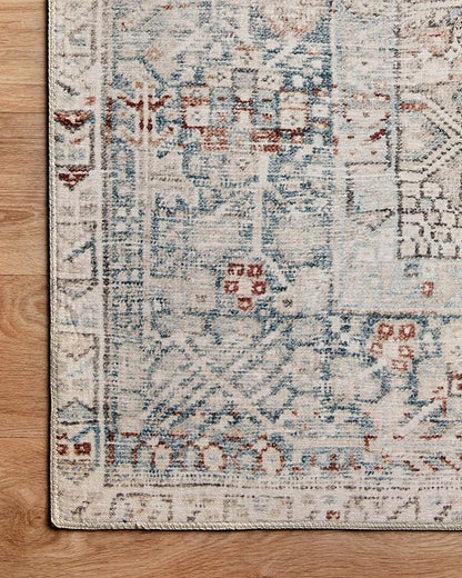 Loloi Chris Loves Julia Jules Collection JUL-07 Natural/Ocean 2'-6'' x 7'-6'', .13" Pile Height, Runner Rug