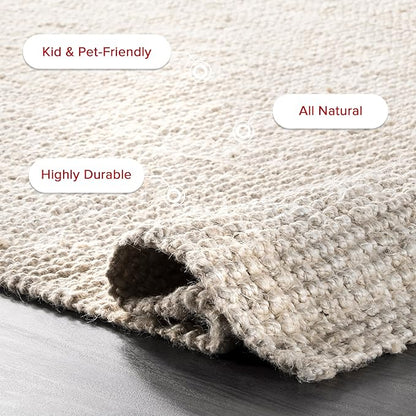 nuLOOM Ashli Solid Farmhouse Jute Runner Rug, 2' 6" x 8', Off-white