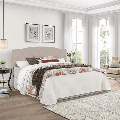 Hillsdale Provence Upholstered, King/Cal King Headboard with Frame, Light Beige