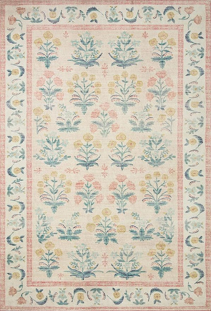 Loloi Rifle Paper Co. Eden Collection EDE-01 Mughal Rose Blush 2'-3" x 3'-9" Accent Rug feat. CloudPile™