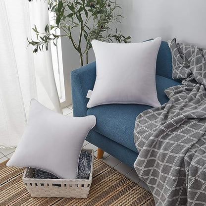 Leeden 20 x 20 Pillow Inserts (Set of 2) - Throw Pillow Inserts with 100% Cotton Cover - 20 Inch Square Decorative Pillows for Sofa, Couch, Bed and Home Decor