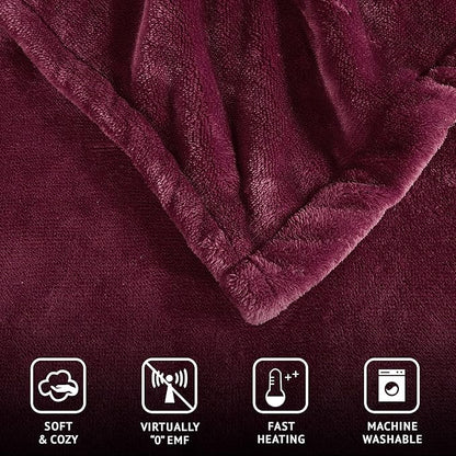 Beautyrest Heated Electric Blanket for Cold Weather, Fast Heating Heated Blanket, Auto Shut Off, Virtually Zero EMF, Multi Heat Setting, UL Certified, Red King (90 inx100 in)