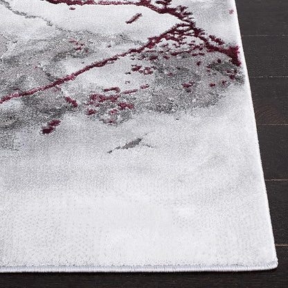 SAFAVIEH Craft Collection Accent Rug - 2'7" x 5', Grey & Wine, Modern Abstract Design, Non-Shedding & Easy Care, Ideal for High Traffic Areas in Entryway, Living Room, Bedroom (CFT877S)