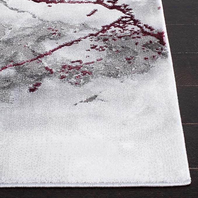 SAFAVIEH Craft Collection Runner Rug - 2'3" x 16', Grey & Wine, Modern Abstract Design, Non-Shedding & Easy Care, Ideal for High Traffic Areas in Living Room, Bedroom (CFT877S)