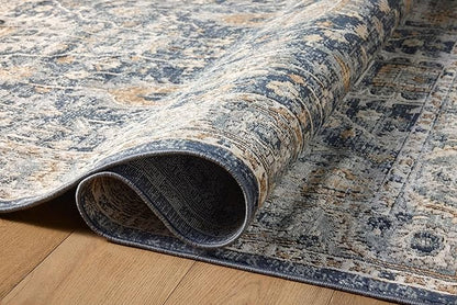 Loloi Teagan Collection TEA-03 Denim/Pebble 2'-8" x 4' Accent Rug, Large, Soft Neutral Rug, High-Traffic for Living Room, Bedroom, Home Office, Dining Area