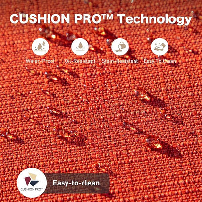 6 Piece Metal Outdoor Patio Furniture Set, Patio Conversation Set with Swivel Chair and 5.75" Thick Cushion & Coffee Tabl, Outdoor Seating Black Frame Backyard Furniture, Rust Red