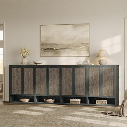 SICOTAS Rattan Shoe Storage Cabinet - Modular Shoe Cabinets with Door Tall Large Shoe Cabinet Storage for Entryway - 31.2" Wide Modular Cabinet for Hallway, Living Room