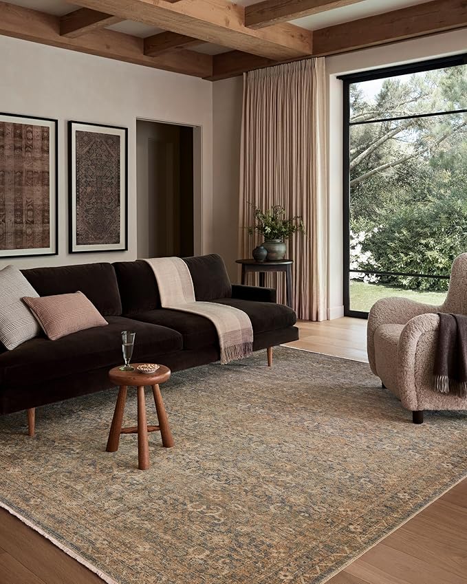 Loloi Amber Lewis Molly Collection MOL-02 Denim/Gold 9'-6" x 13'-6" Low Pile Area Rug
