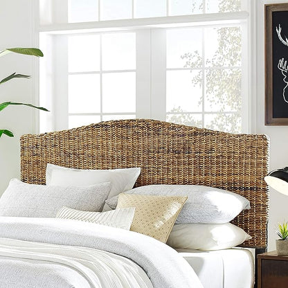 Crosley Furniture Serena Handwoven Natural Fiber Rattan Bed Headboard, Banana Leaf, King