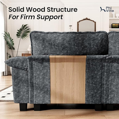 PHI VILLA Cloud Modular Couch Sets, 157.5" Sectional Sofa with U-Shaped Chaise, 6-Seater Couches with Movable Ottomans for Living Room, Chenille Fabric, Dark Cyan